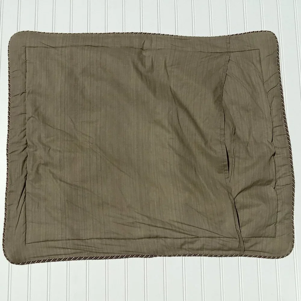 CROSCILL Home Imperial Pillow Shams Brown Brocade Damask Medallion Standard PAIR